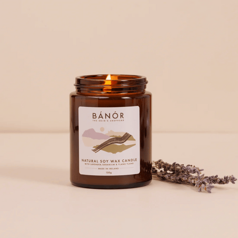 Bánór Natural Soy Wax Candle - Lavender, Geranium and Ylang Ylang 150g