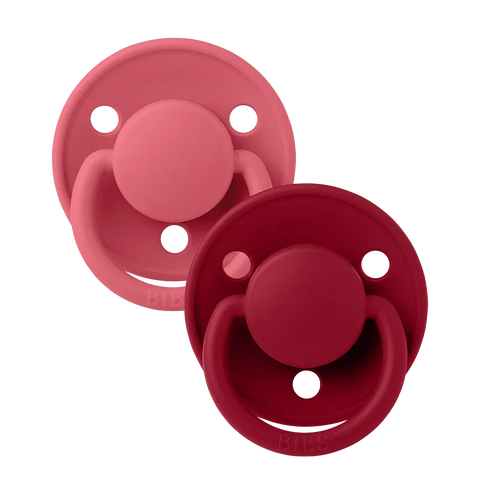 BIBS De Lux Pacifiers 2 Pack - Coral/Ruby (One size 0-3years)