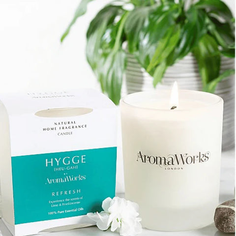 AromaWorks Hygge Candle -Refresh Lime and Frankincense 220gm