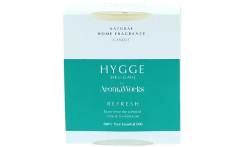 AromaWorks Hygge Candle -Refresh Lime and Frankincense 220gm