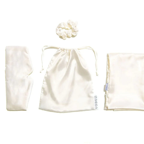 VODUZ WHITE SLUMBER SATIN SLEEP SET 4 PIECE